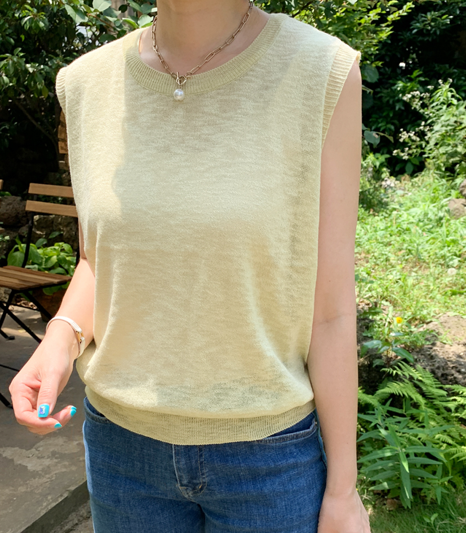 Mono Linen Sleeveless shirts Knit