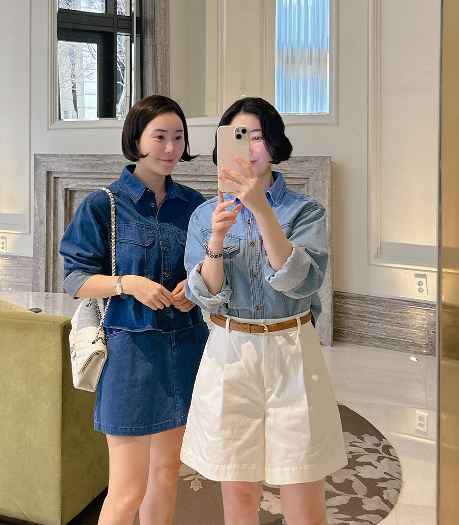 French Crop Denim Shirt
