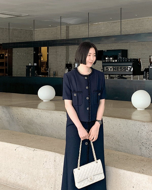 Lemain-Catherine Tweed Short-sleeve Jacket