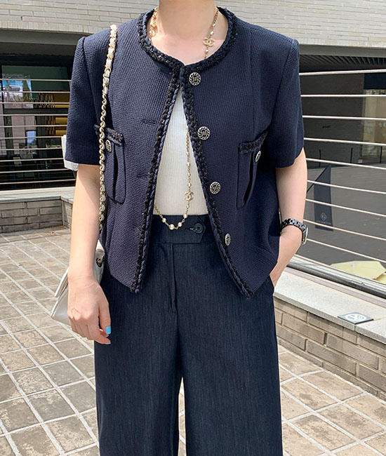 Lemain-Catherine Tweed Short-sleeve Jacket