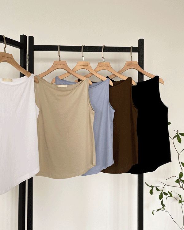 Cotton boat neck Sleeveless shirts