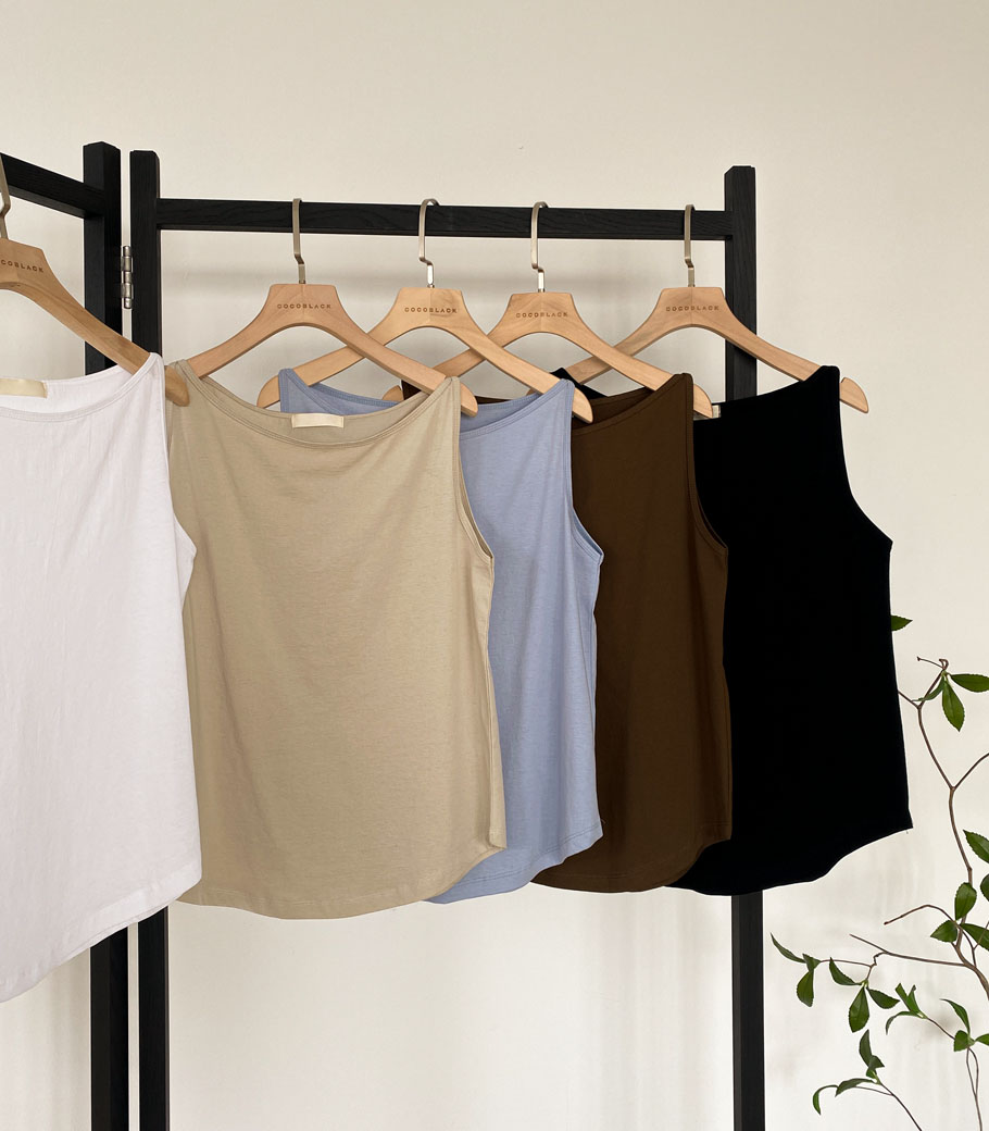 Cotton boat neck Sleeveless shirts