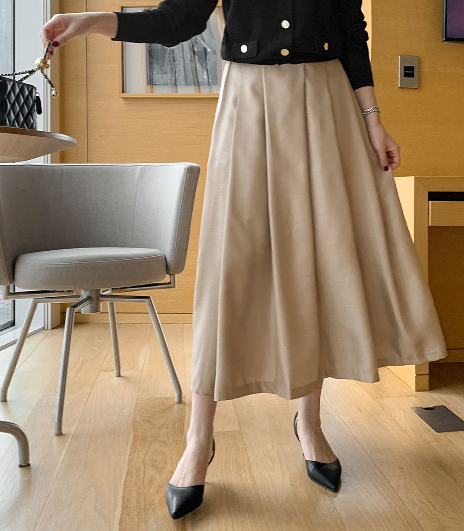 Glossy Pleats Skirt