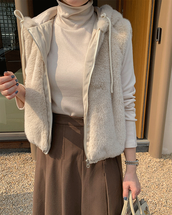 Mink Fur Zip up Vest