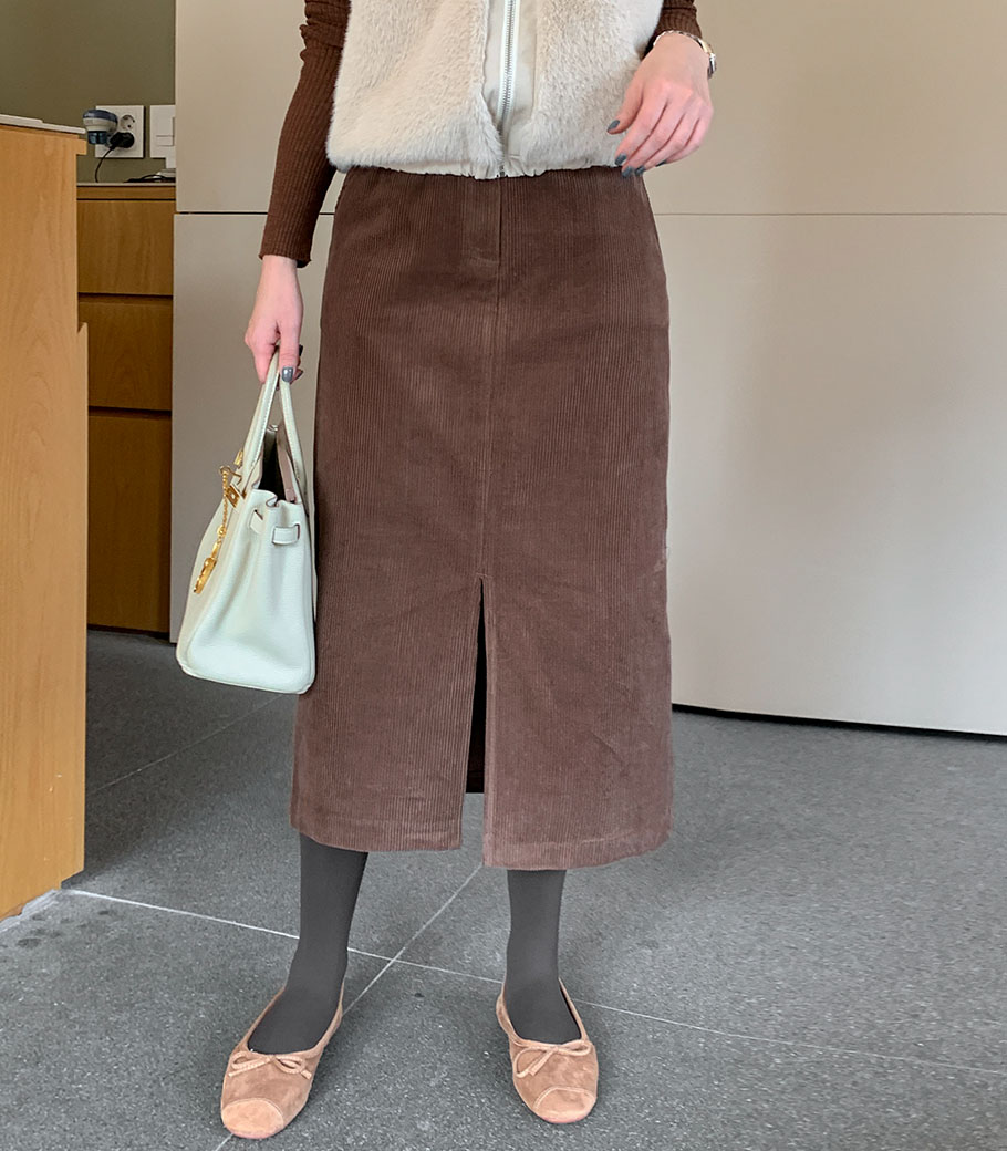 Slit Corduroy Skirt