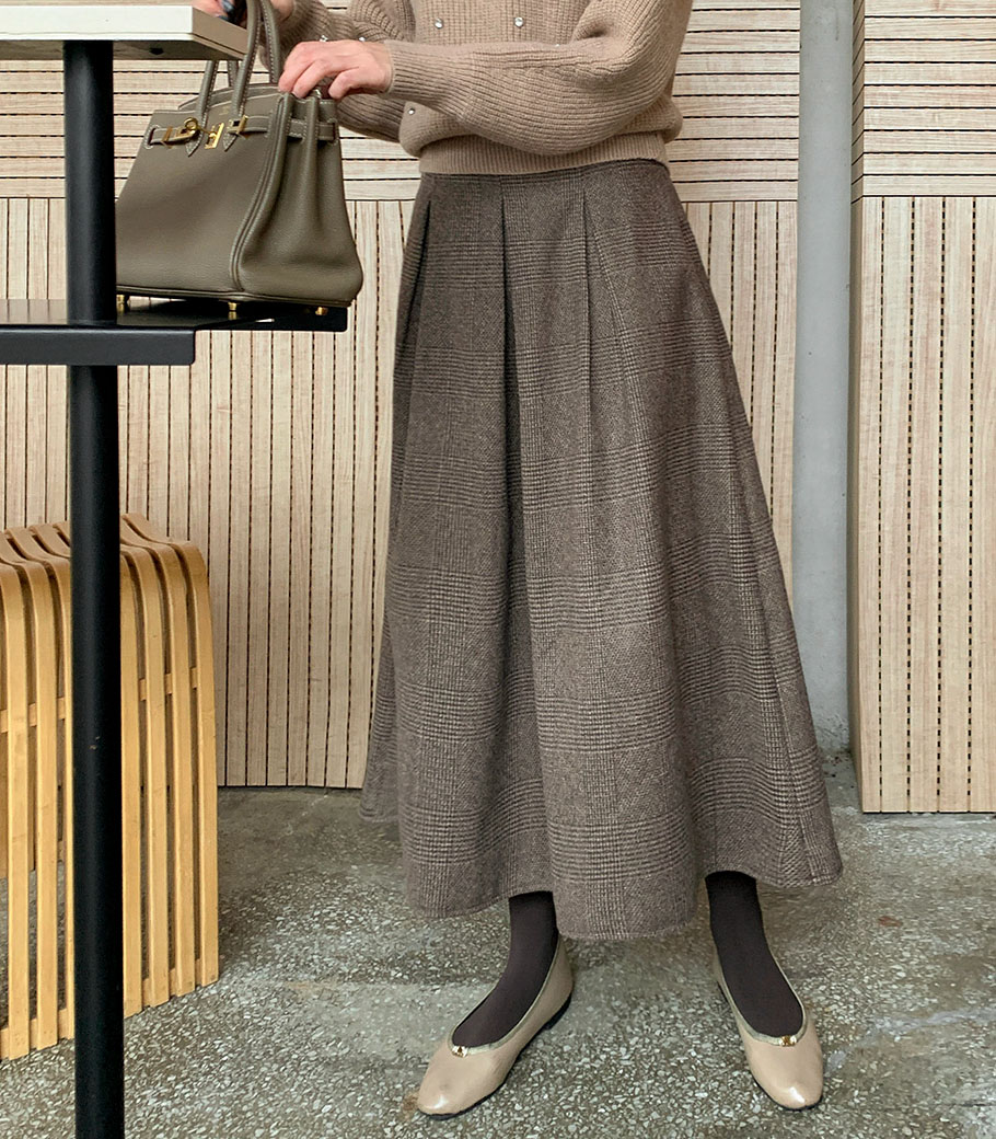 Check Wool Skirt