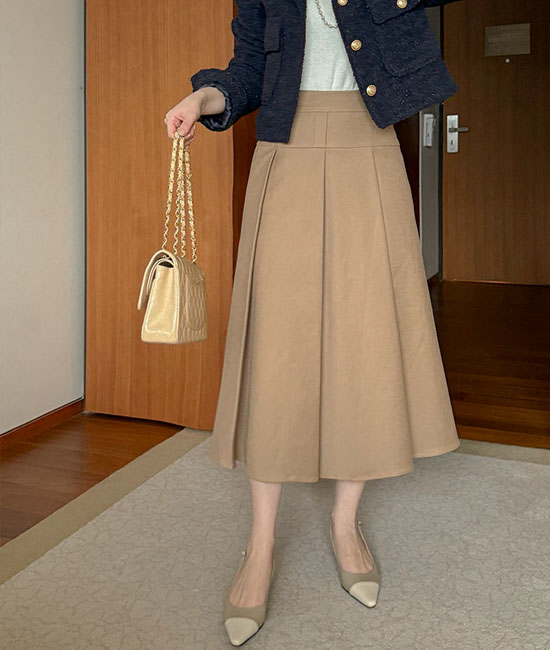 Lemine-Pin Tuck Flare Skirt