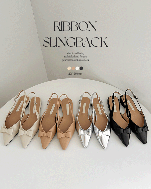 Slim bowknot slingbacks