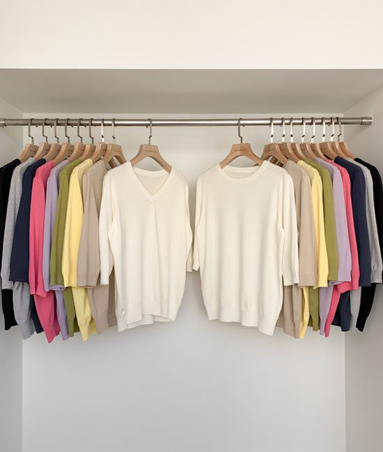 에린 7부 Round&V-neck Knit