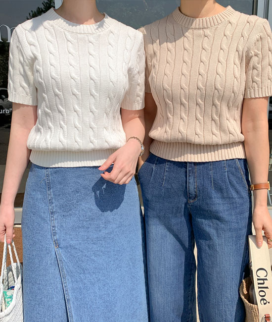 Cotton Twiddle Short-sleeve Knit