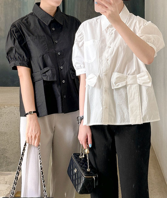 Blanc bowknot shirt