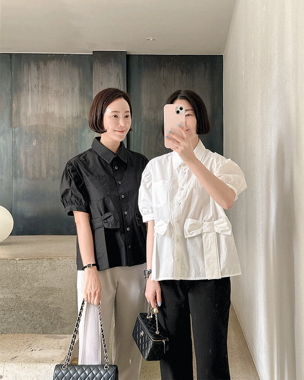 Blanc bowknot shirt