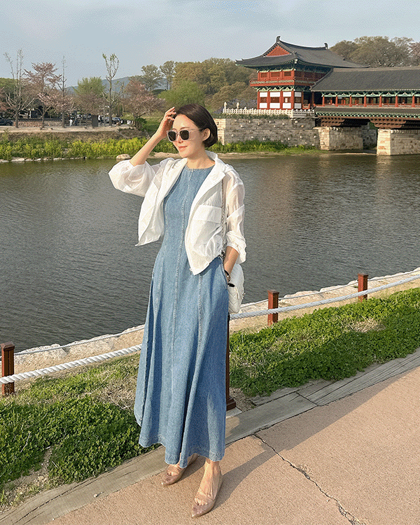 Line Denim One Piece