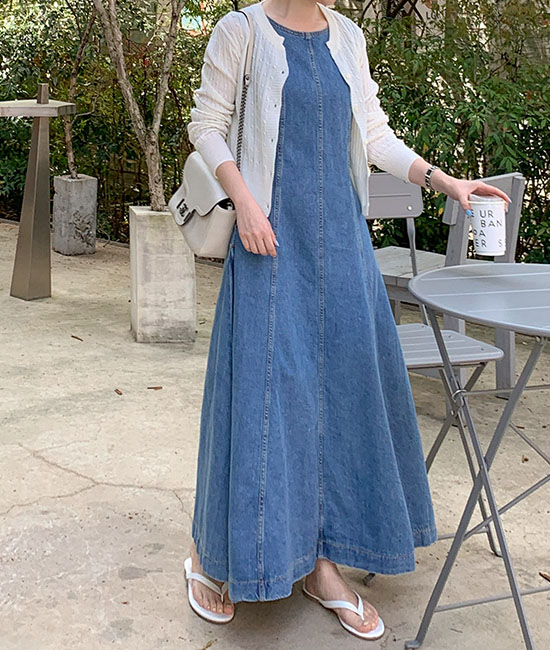 Line Denim One Piece