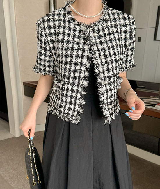 Lemine-Hound Tweed Short-sleeve Jacket