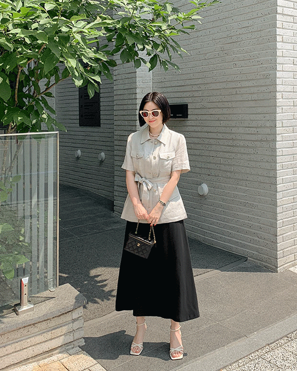 Lemine-Bay Linen Short-sleeve Jacket