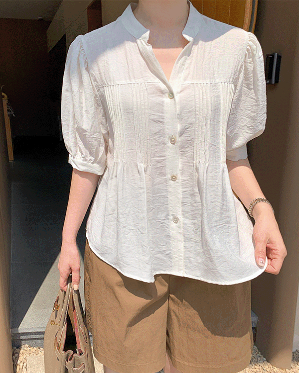 Pintuck Linen Blouse