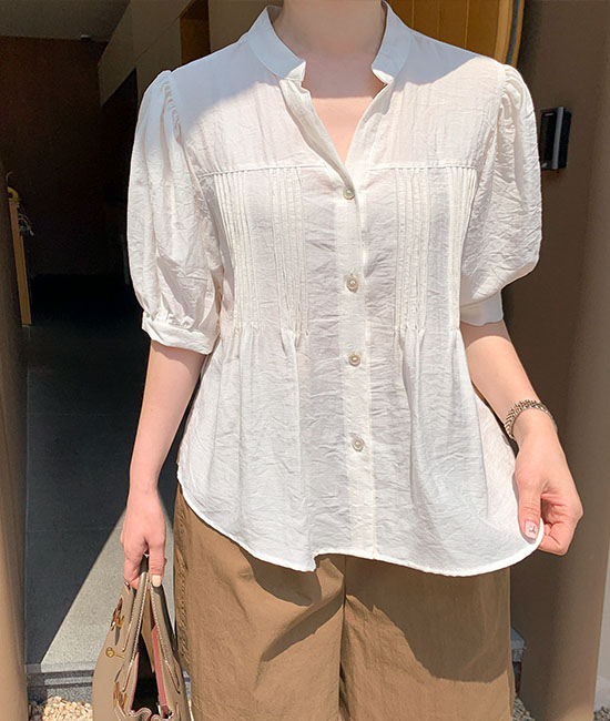 Pintuck Linen Blouse
