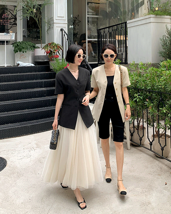 Modern No collar Short-sleeve Jacket
