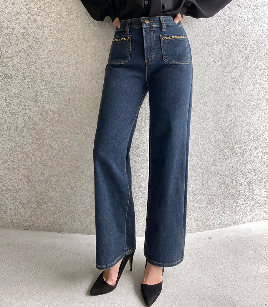 chain denim pants