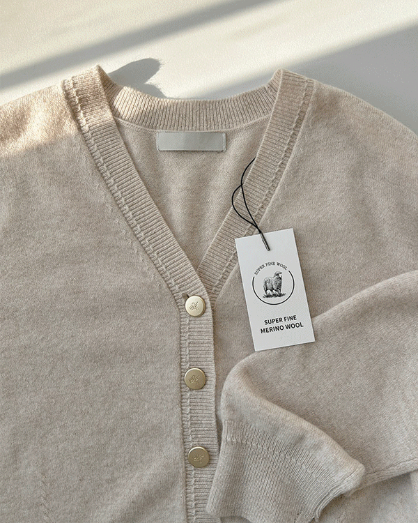 Wool100 V-neck Cardigan