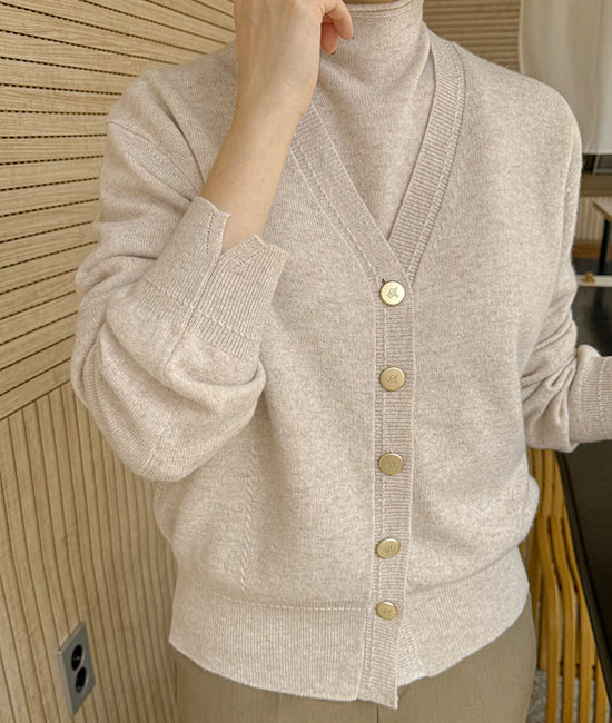 Wool100 V-neck Cardigan