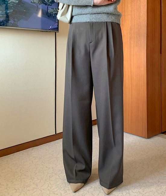 Warm Fleece Pin Tuck Slacks