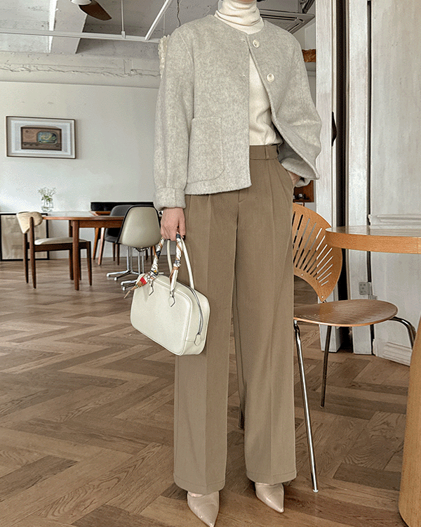 Warm Fleece Pin Tuck Slacks