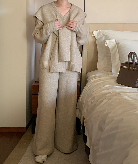 Muffler Knit Pants Set