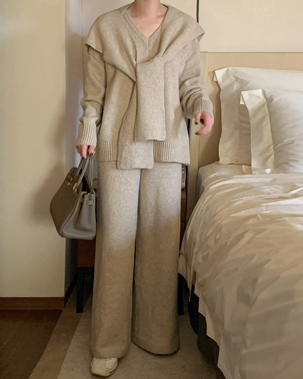 Muffler Knit Pants Set