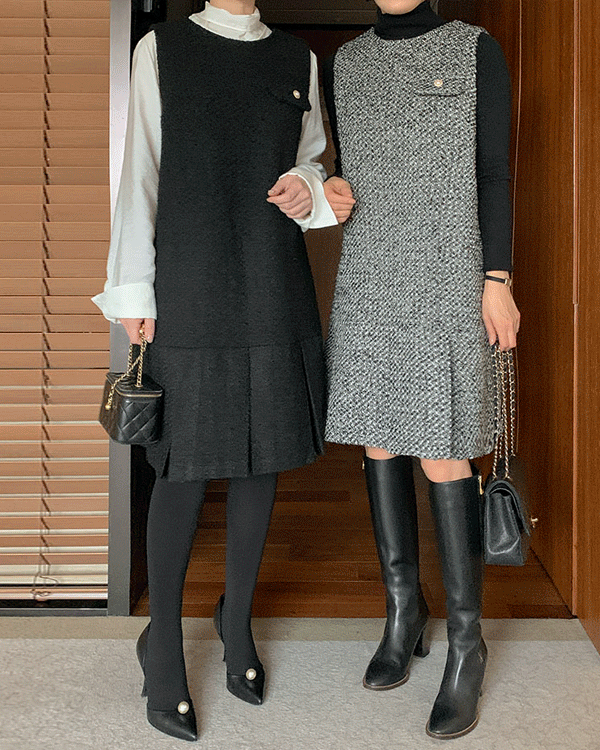 Tweed Pleats One Piece