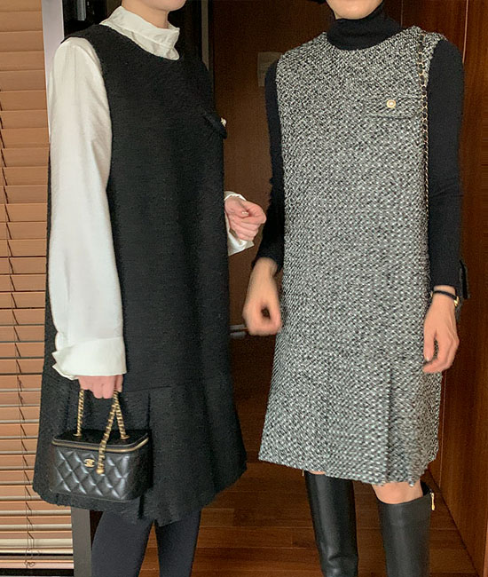 Tweed Pleats One Piece