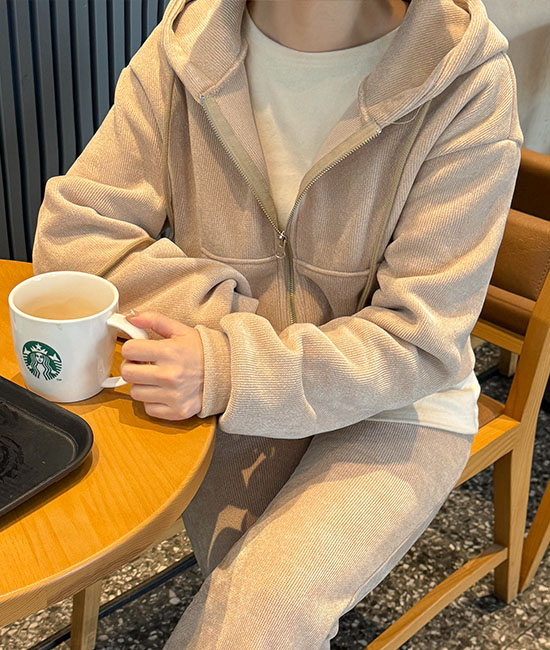 Velvet Hood Zip up