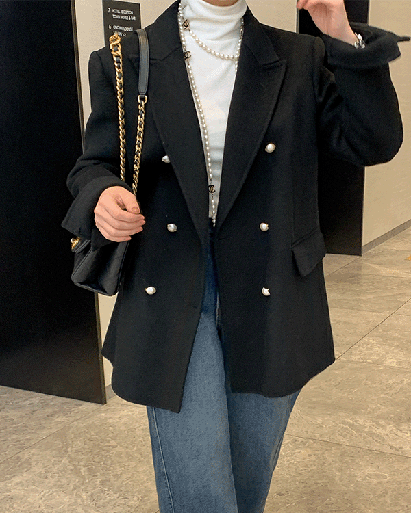 double pearl handmade coat