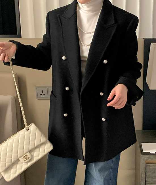double pearl handmade coat