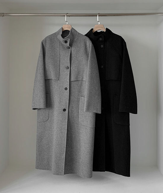 Highneck handmade long coat