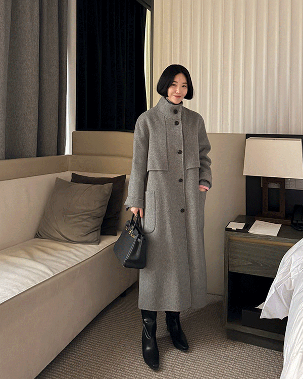 Highneck handmade long coat