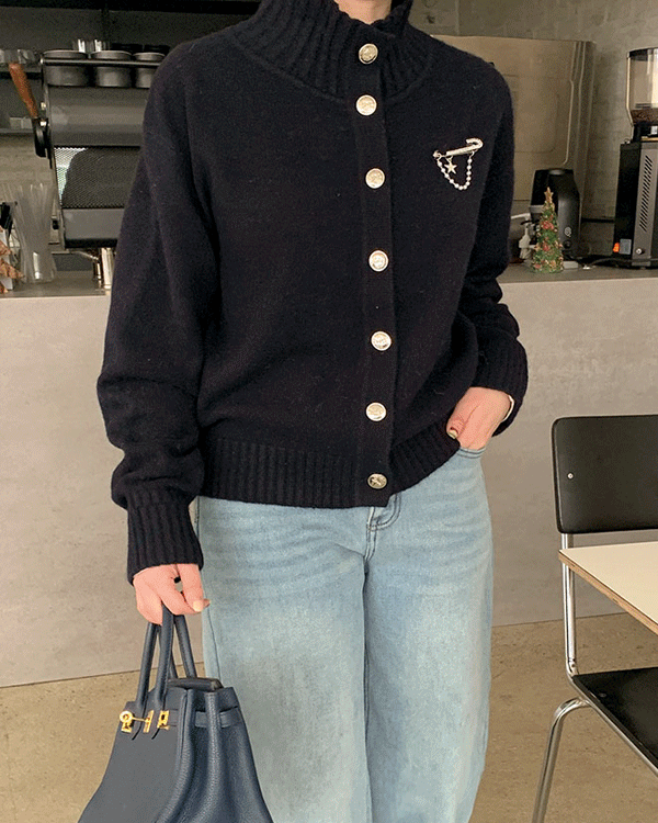 메리노Wool Wool100 버튼 Cardigan