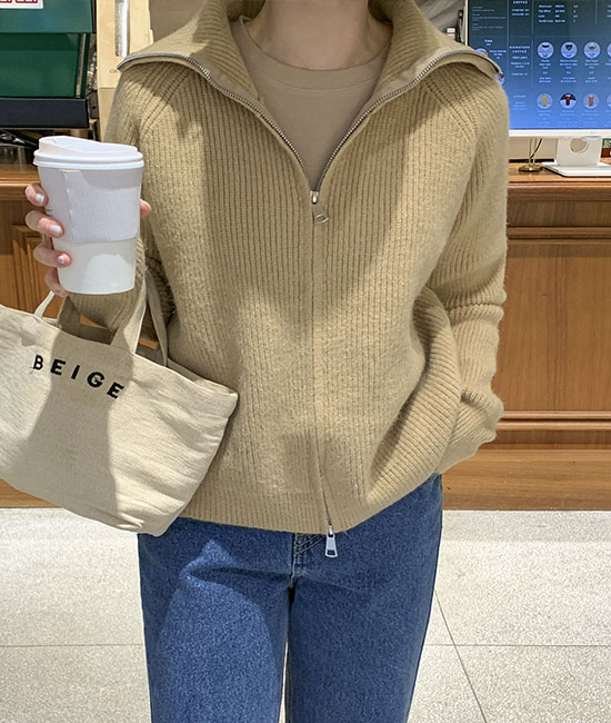 two-way Knit Zip up