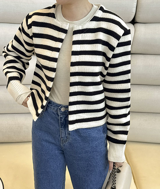 로이 Stripe Cardigan