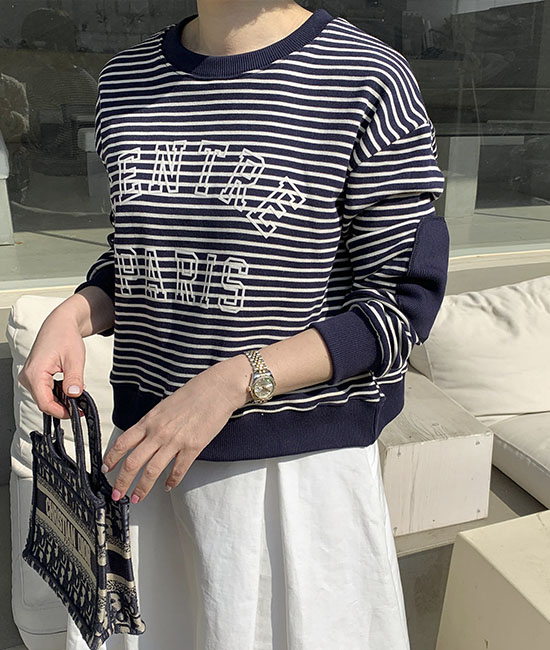 센터 Stripe Man to man