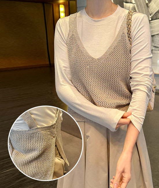 pearl Knit Sleeveless shirts