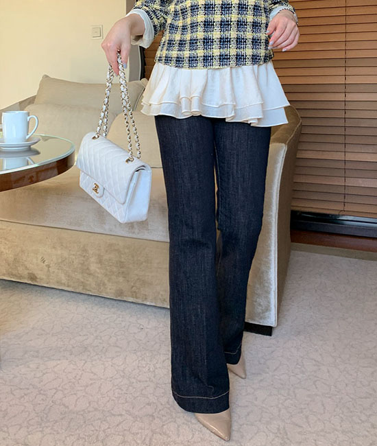 NO Irregular Boot cut denim pants