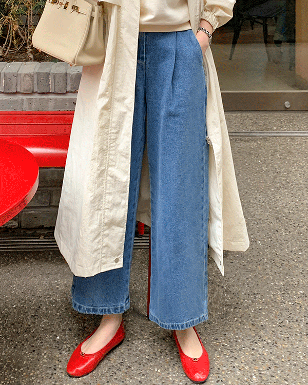 Stay 8-part wide denim pants