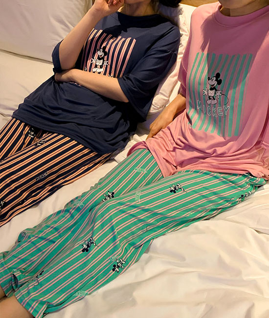 미키 Span Short-sleeve Pajamas Set