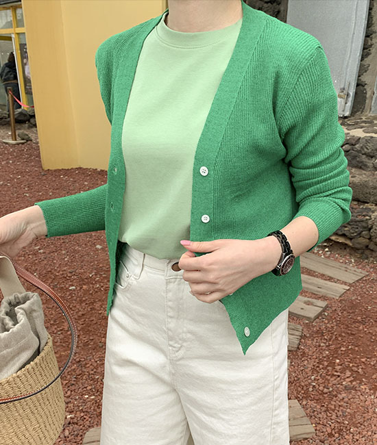 비비드 Linen Cardigan