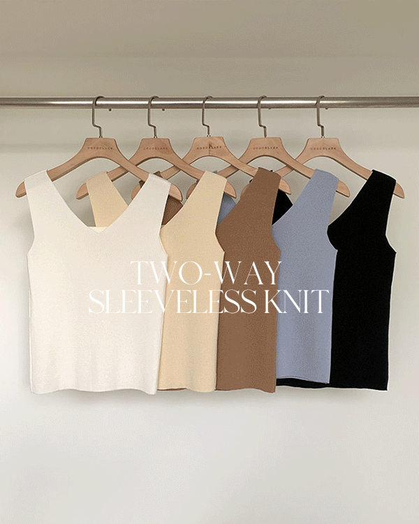two-way knit sleeveless shirts