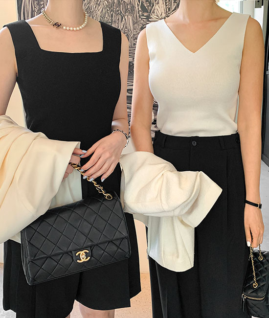 two-way knit sleeveless shirts