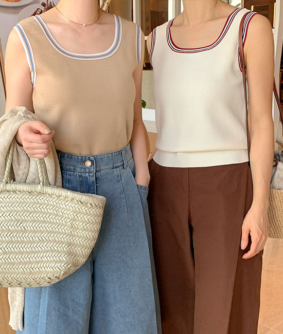 color combination Knit Sleeveless shirts
