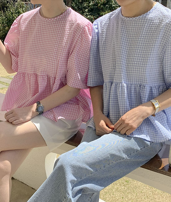 지지미 Check Blouse